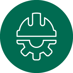 icon worker helmet with a gear